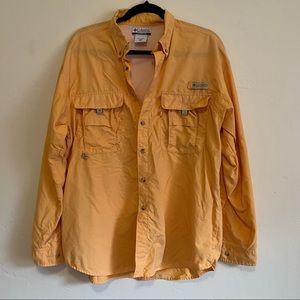 Colombia Mens Orange PFG Fishing Shirt Long sleeve Button Down M